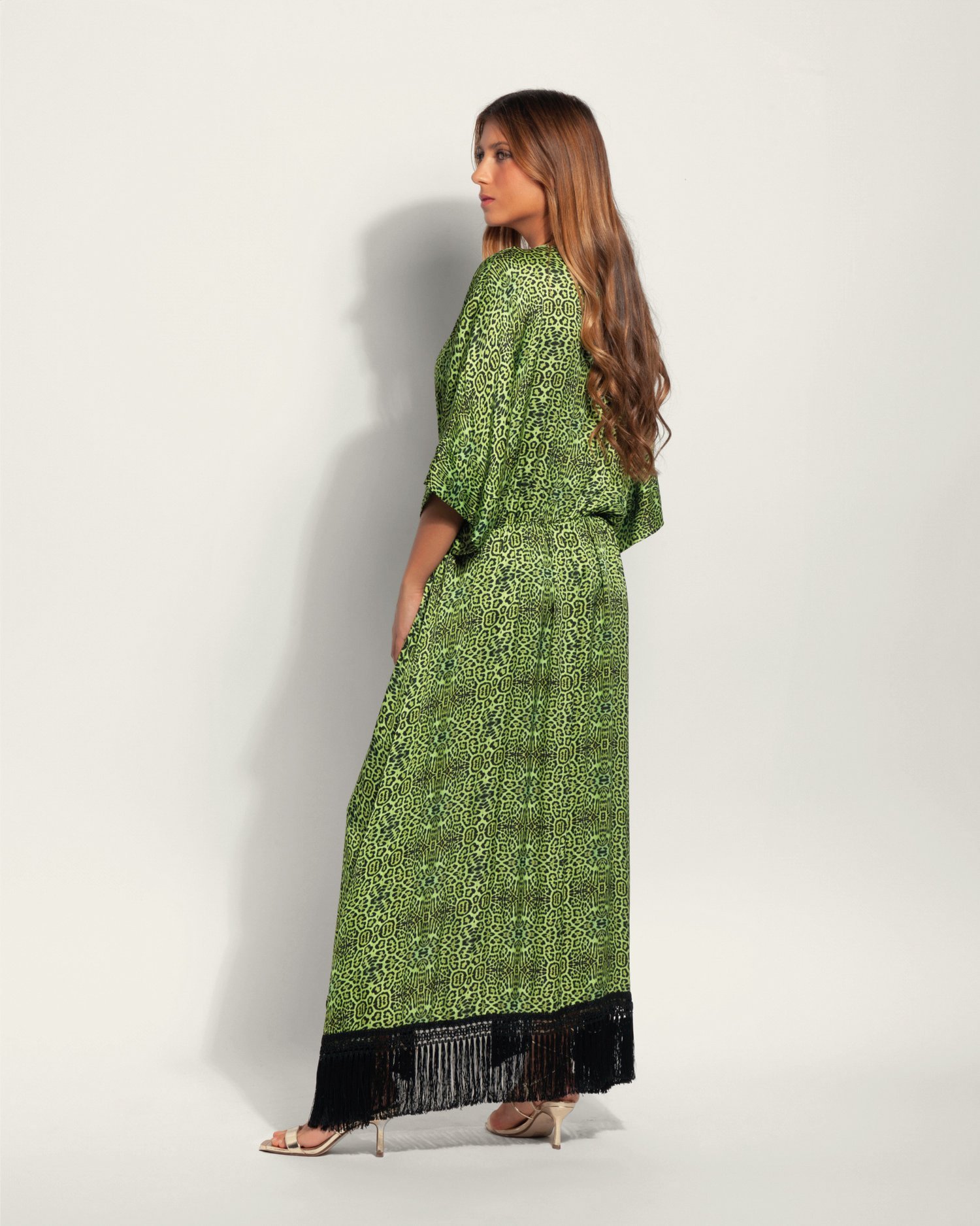 KIMONO ANIMALIER CON FRANGE