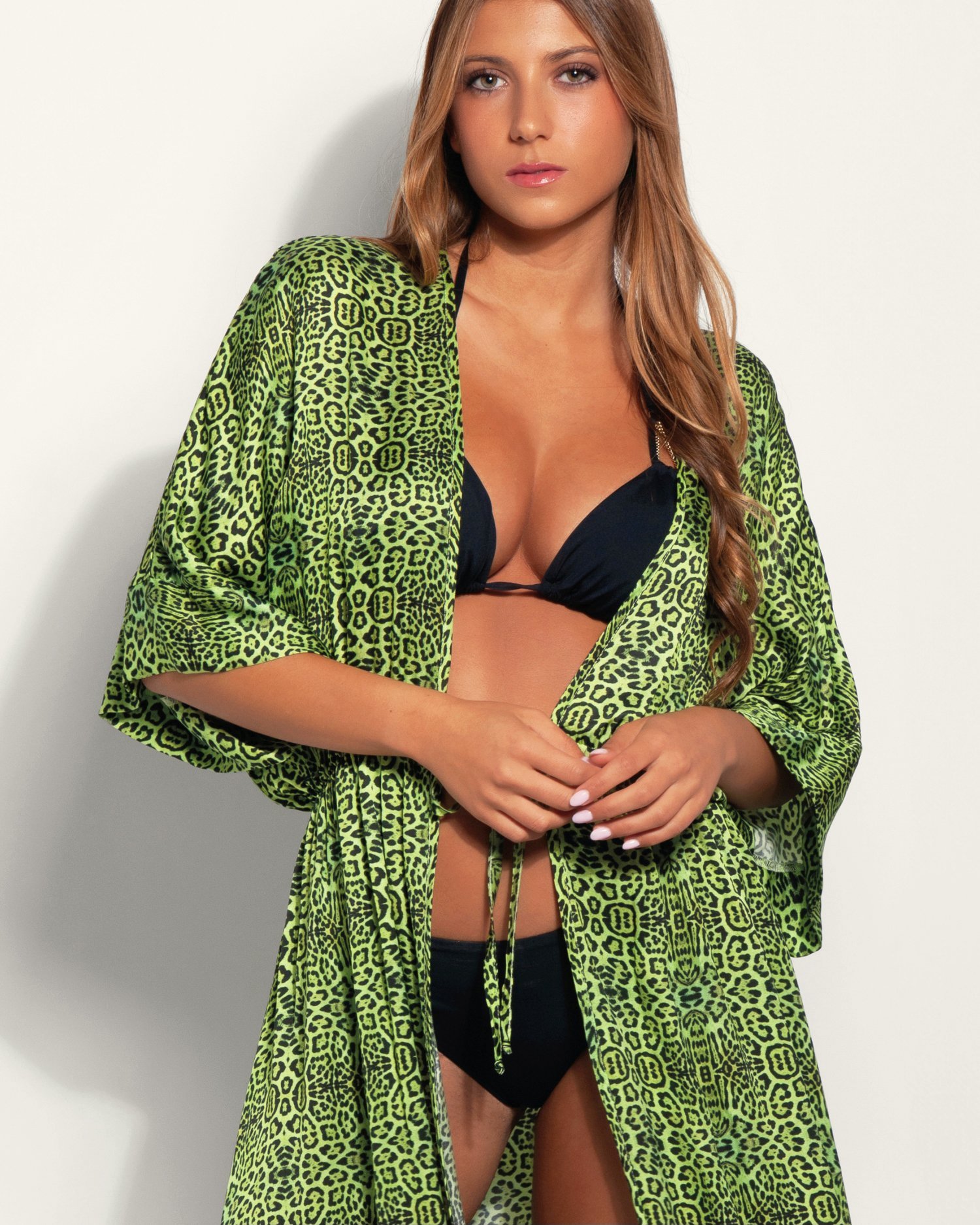 KIMONO ANIMALIER CON FRANGE