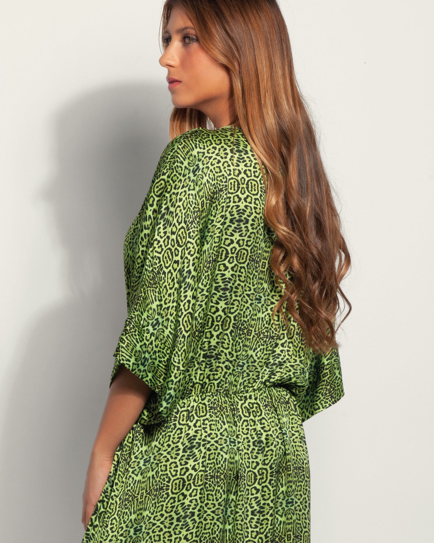 KIMONO ANIMALIER CON FRANGE